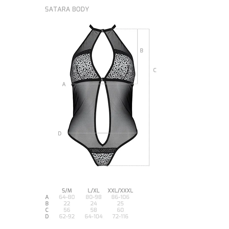 Сітчасте боді з мереживом на грудях Passion SATARA BODY black