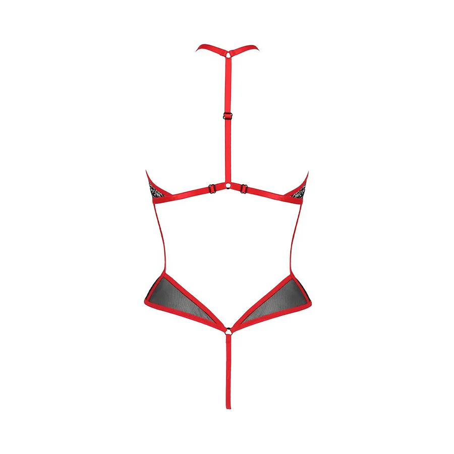 Сітчасте боді з мереживом на грудях Passion SATARA BODY red