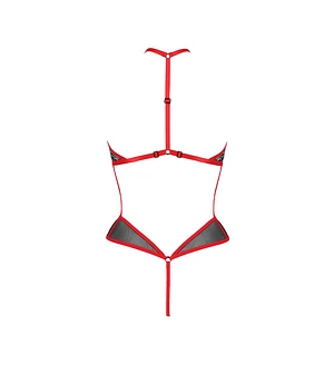 Сітчасте боді з мереживом на грудях Passion SATARA BODY red