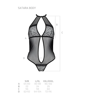 Сітчасте боді з мереживом на грудях Passion SATARA BODY red