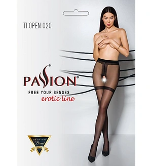 Колготки з відкритим доступом, імітація панчіх Passion TIOPEN 020 black 3/4 (20 den)