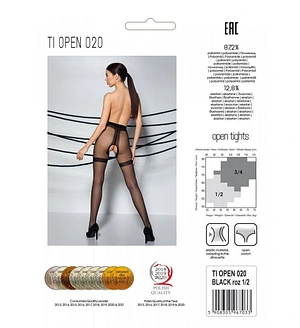 Колготки з відкритим доступом, імітація панчіх Passion TIOPEN 020 black 3/4 (20 den)