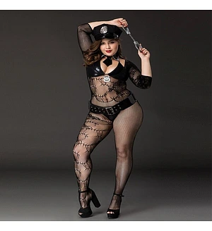 Костюм поліціянтки JSY «Фрау Марта» Plus Size Black, ремінь, кепка, наручники, краватка