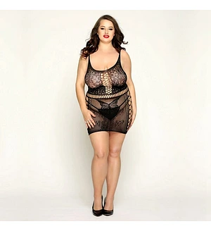 Сітчаста сукня з метеликами JSY «Сексапільна Емілі» Plus Size, Black, імітація шнурівки, мереживо