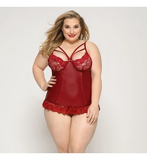 Сексуальний корсет зі стрепами JSY «Гаряча Тейлор» Plus Size, Red, мереживо, стрінги