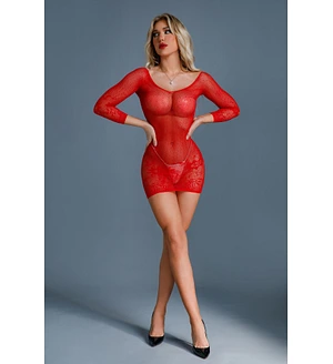 Сукня-сітка Caprice Lingerie Model 01 One size Red, мереживо, довгі рукави