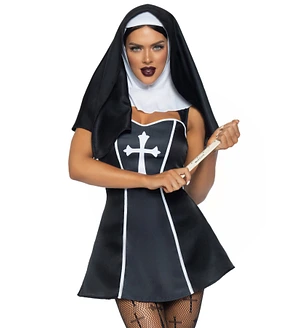 Костюм черниці Leg Avenue Naughty Nun XS, сукня, головний убір