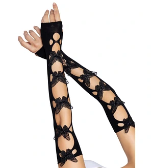 Мітенки Leg Avenue Butterfly applique arm warmers Black, метелики