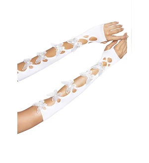 Мітенки Leg Avenue Butterfly applique arm warmers White, метелики