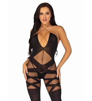 Бодістокінг Leg Avenue Illusion halter bodystocking One size Black, доступ