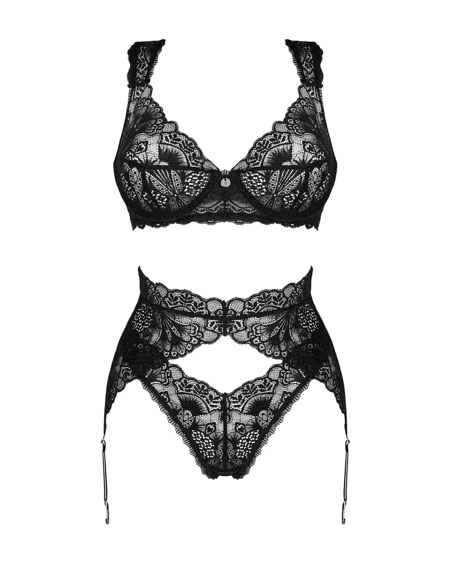 Комплект білизни Obsessive Donna Dream 3-pcs set , бюстгальтер, стрінги, пояс для панчіх