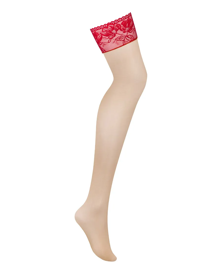 Панчохи під пояс із широким мереживом Obsessive Lacelove stockings