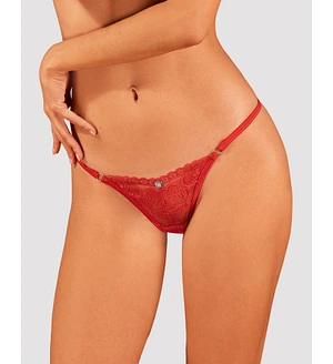 Мереживні стрінги Obsessive Lacelove thong XL/2XL Red, низька посадка
