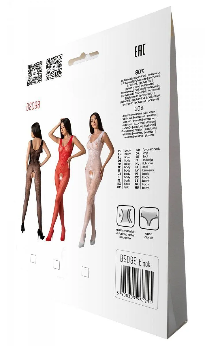 Бодістокінг з крилами Passion BS098 One Size, , середня сітка, відкритий доступ