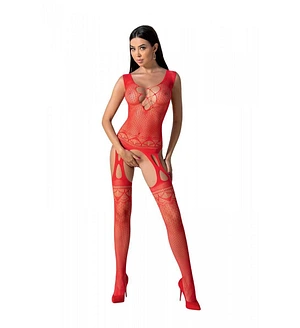 Бодістокінг з плетінням на грудях Passion BS099 One Size, red, відкритий доступ, імітація підв’язок