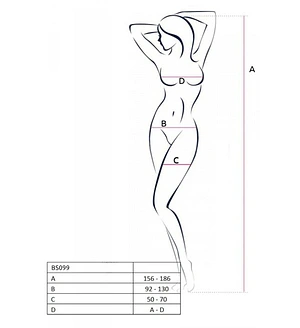 Бодістокінг з плетінням на грудях Passion BS099 One Size, white, відкритий доступ, імітація підв’язо