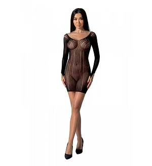 Напівпрозора мінісукня Passion BS101 One Size, black, рукави-мітенки