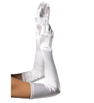 Довгі атласні рукавички Leg Avenue Extra Long Satin Gloves, One Size, білі