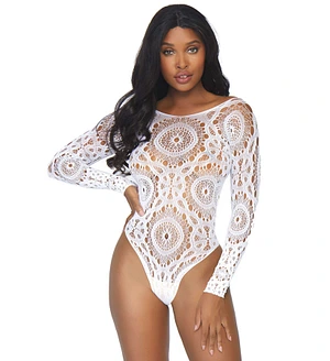 Еротичне боді-бодістокінг Leg Avenue Snap crotch thong back teddy White