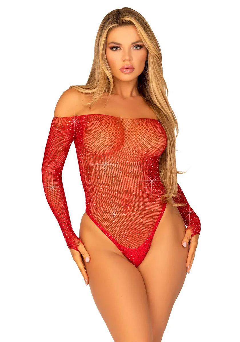 Сітчасте боді зі стразами Leg Avenue Crystalized fishnet bodysuit One Size