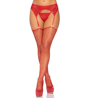 Пояс для панчіх зі стразами Leg Avenue Rhinestone Garterbelt Red One Size