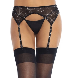 Пояс для панчіх зі стразами Leg Avenue Rhinestone Garterbelt Black One Size