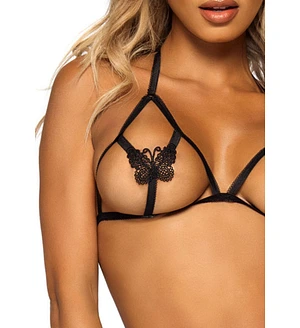 Еротичний комплект з відкритою чашкою Leg Avenue Open cup bra and pearl panty One Size