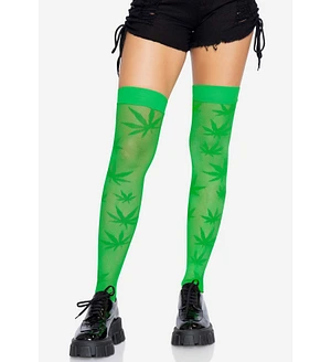 Панчохи з малюнком Leg Avenue 420 Net thigh highs Green