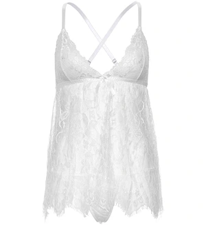 Сорочка бебі-дол Leg Avenue Floral lace babydoll & string White , стрінги
