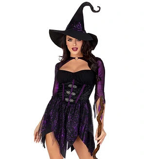 Костюм відьми Leg Avenue Mystical Witch , сукня, капелюх