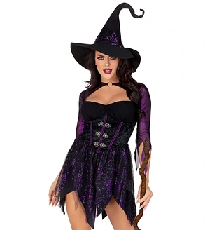 Костюм відьми Leg Avenue Mystical Witch , сукня, капелюх