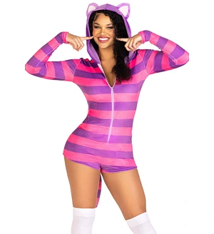 Комбінезон-костюм кішечки Leg Avenue Comfy Cheshire XS, з капюшоном
