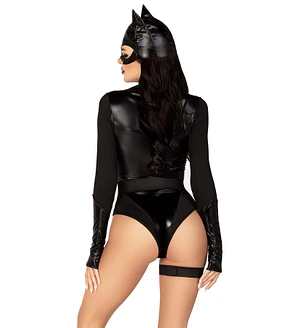 Еротичний костюм кішечки Leg Avenue Fierce Feline , боді, пояс з підв’язкою, маска кішки