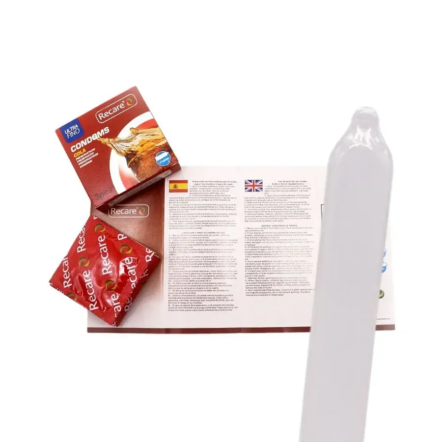 Презервативи Recare Cola Dotted&Ribbed Condoms 3 шт, з пухирцями та ребрами, аромат: Кола