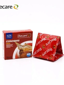 Презервативи Recare Cola Dotted&Ribbed Condoms 3 шт, з пухирцями та ребрами, аромат: Кола