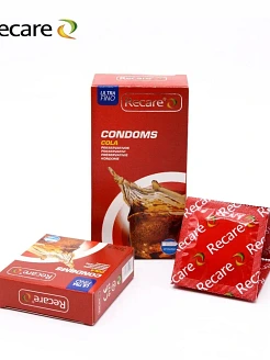 Презервативи Recare Cola Dotted&Ribbed Condoms 3 шт, з пухирцями та ребрами, аромат: Кола