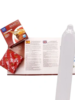 Презервативи Recare Cola Dotted&Ribbed Condoms 3 шт, з пухирцями та ребрами, аромат: Кола