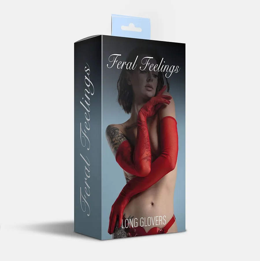 Рукавички довгі сітка Feral Feelings - Long Glover , червоні