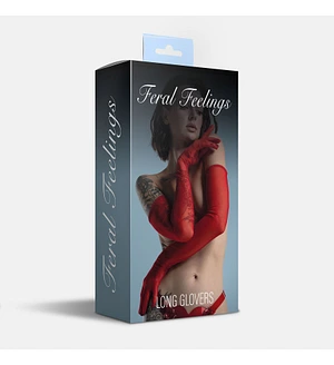 Рукавички довгі сітка Feral Feelings - Long Glover , червоні