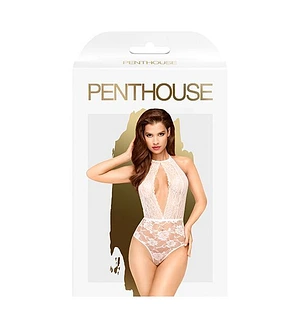 Боді з глибоким декольте та високими трусиками Penthouse - Toxic Powder White