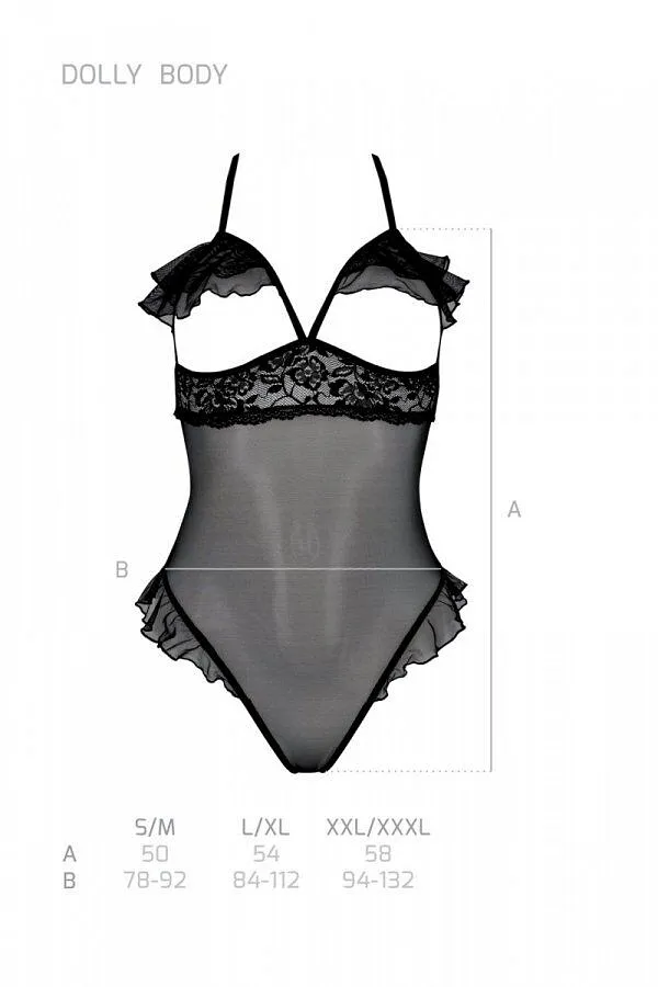 Еротичне боді Passion DOLLY BODY, , black, з відкритими чашками