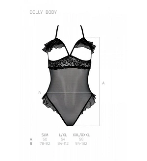 Еротичне боді Passion DOLLY BODY, , black, з відкритими чашками