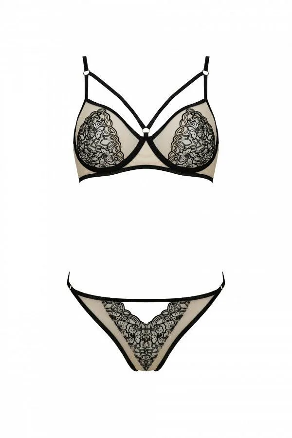 Комплект Passion LORINA SET, , beige, бюстгальтер та трусики