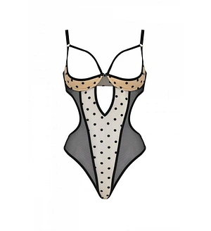 Еротичне боді Passion MARINA BODY, , beige, з відкритими чашками