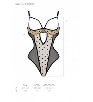 Еротичне боді Passion MARINA BODY, , beige, з відкритими чашками
