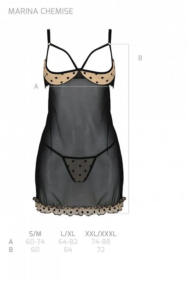 Еротичний пеньюар Passion MARINA CHEMISE, , beige