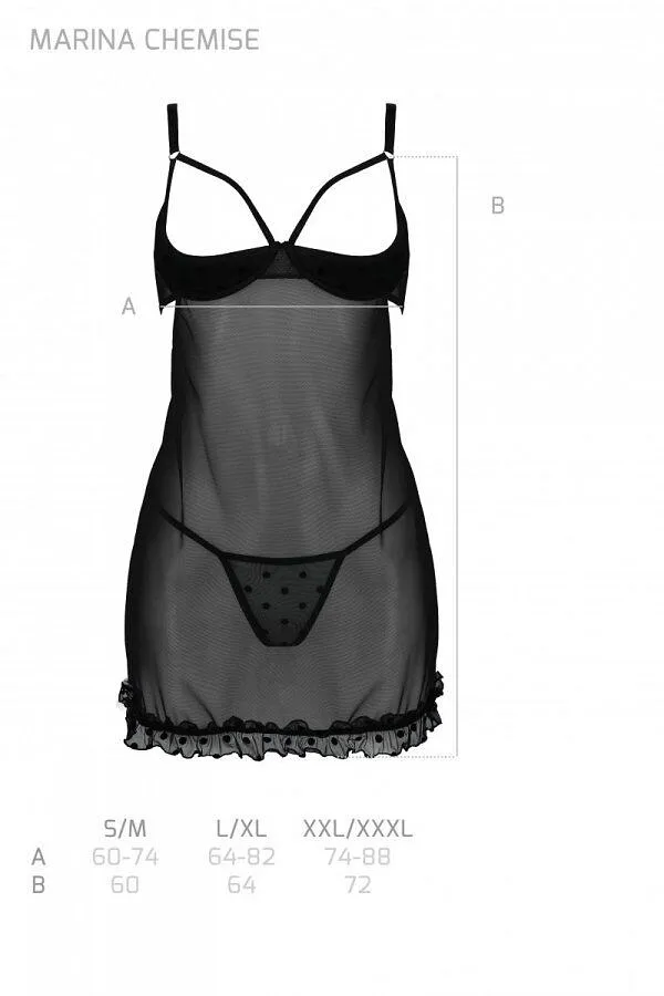 Еротичний пеньюар Passion MARINA CHEMISE, , black