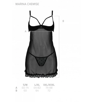 Еротичний пеньюар Passion MARINA CHEMISE, , black