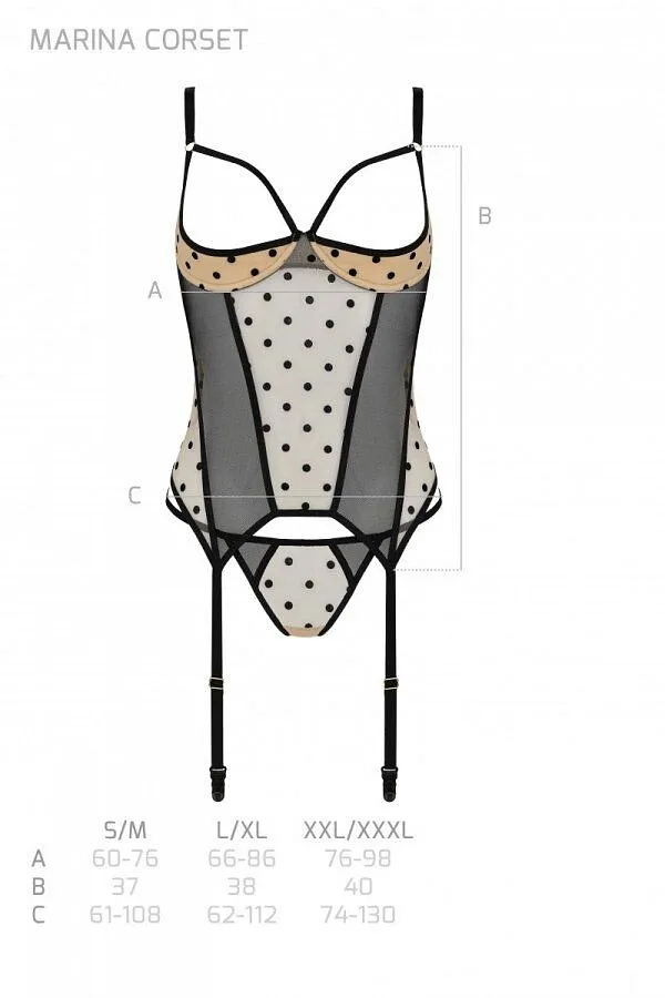 Корсет Passion MARINA CORSET, , beige, з відкритими чашками