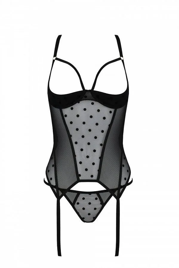 Корсет Passion MARINA CORSET, , black, з відкритими чашками